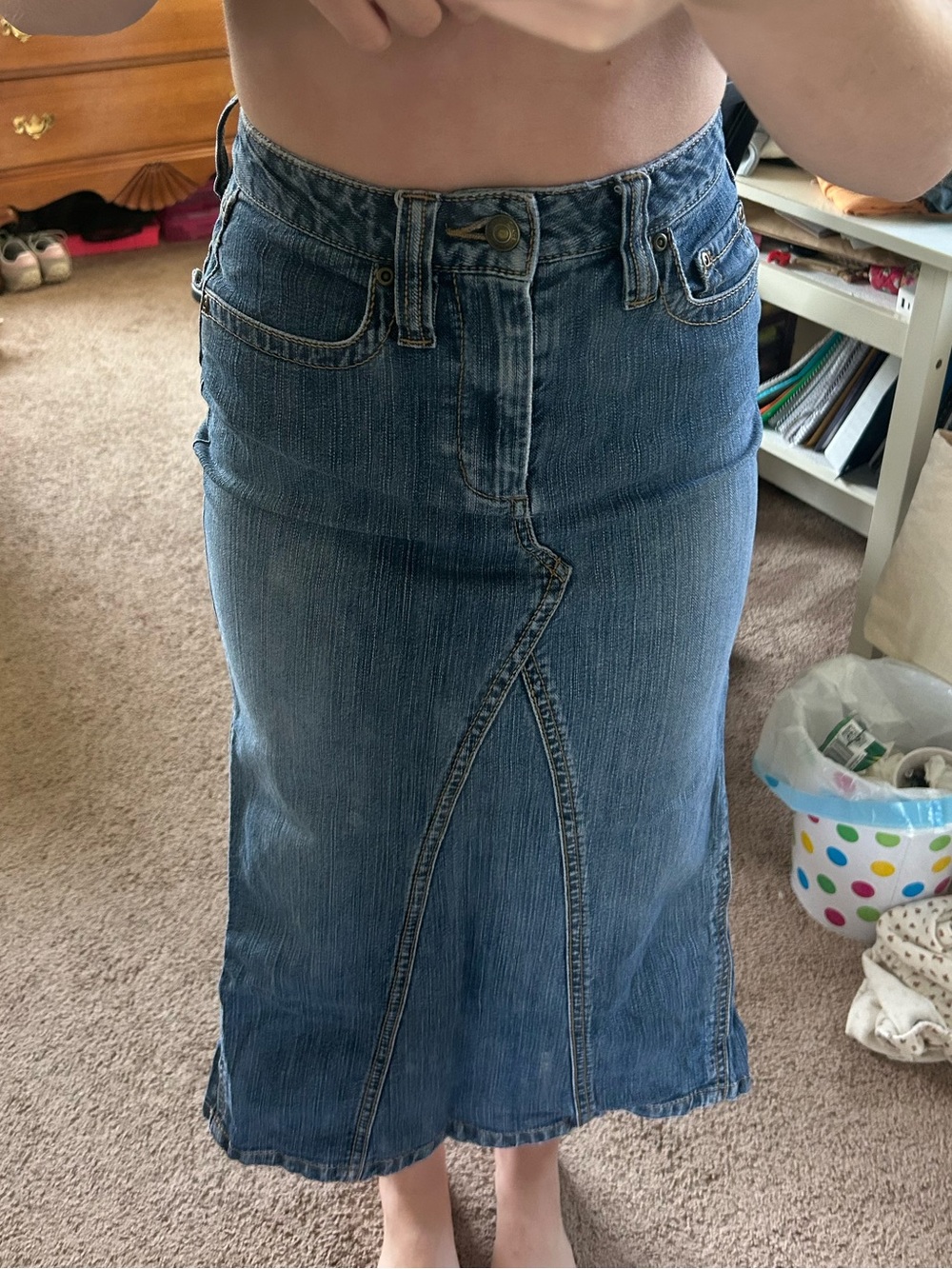 japanese brand denim maxi skirt